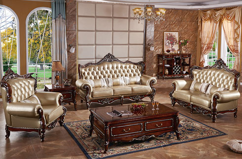 Bộ sofa phong cách Châu Âu làm từ gỗ sồi cao cấp RA918