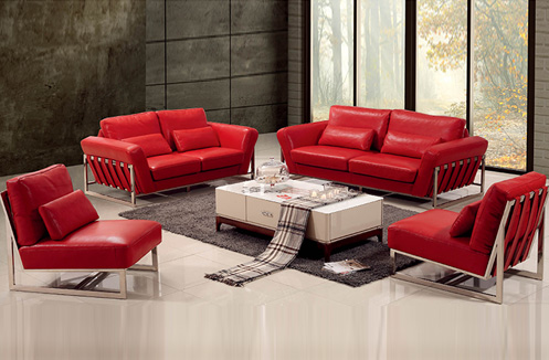 Bộ sofa phòng khách nhập khẩu sắc đỏ sang chảnh