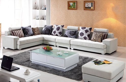 Bộ sofa phòng khách nhỏ gam màu trắng hiện đại