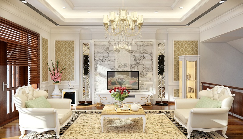 28 mẫu thiết kế nội thất phòng khách tân cổ điển đẹp nhất 2022