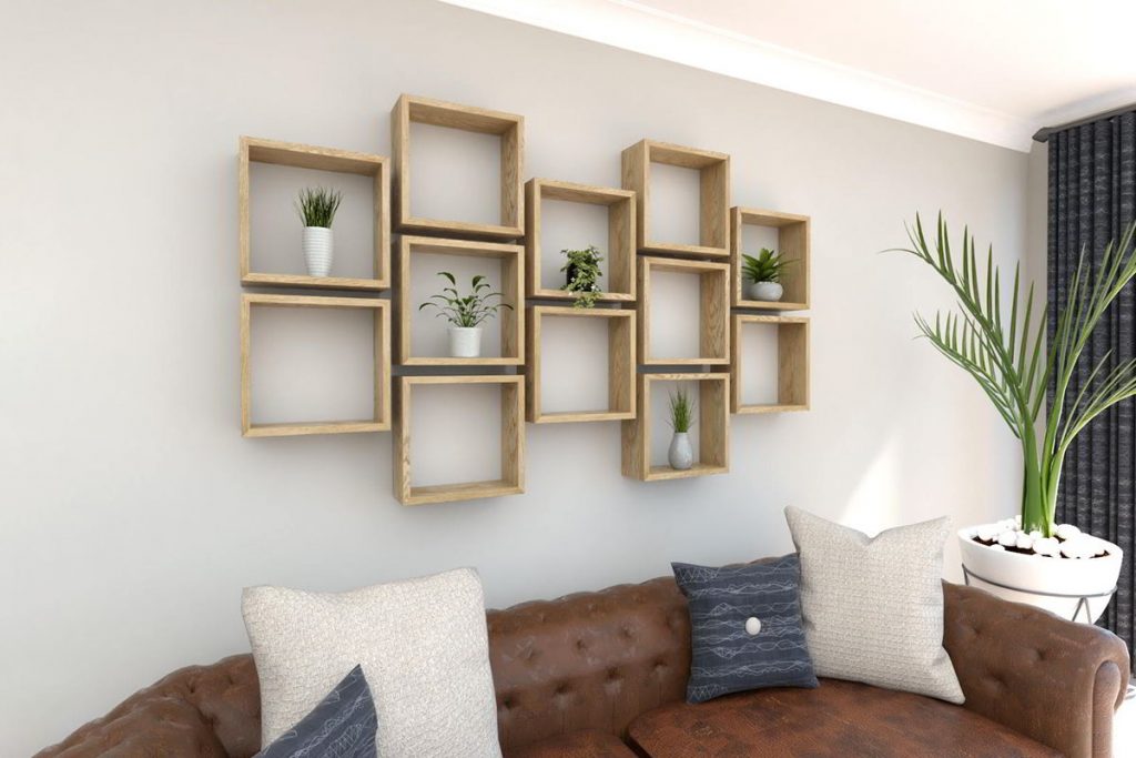 Trọn bộ 15 mẫu kệ trang trí phòng khách dáng treo tường siêu tiện dụng