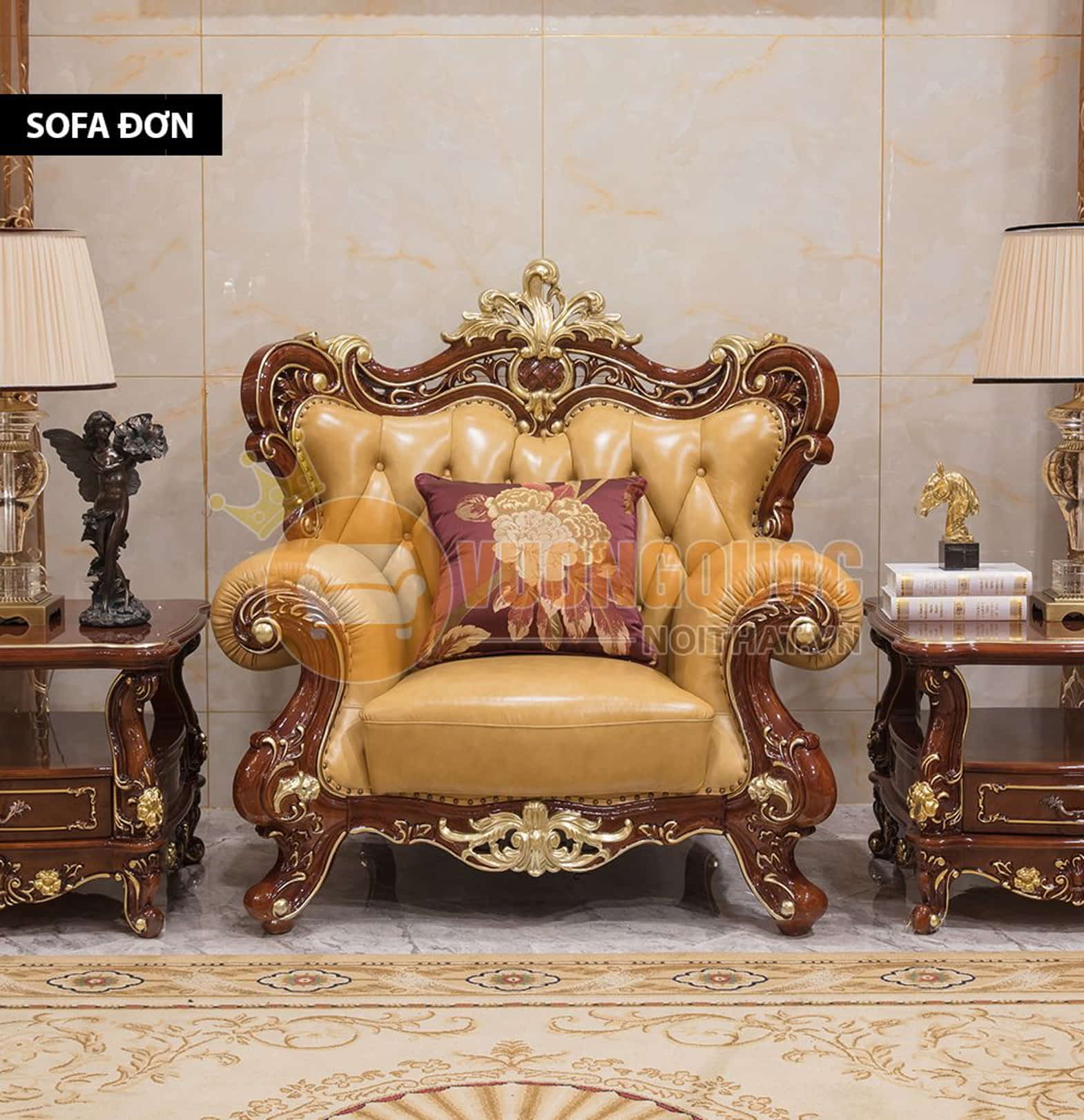 Sofa đơn phòng khách tân cổ điển quý phái