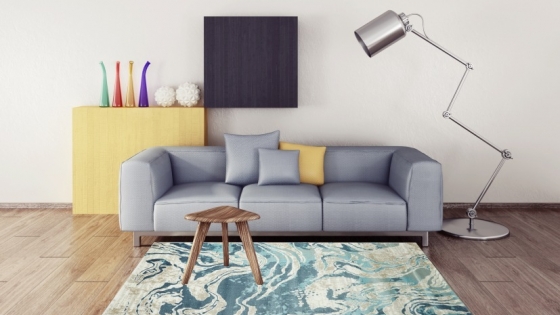 Cách trải thảm phòng khách khi sử dụng sofa văng