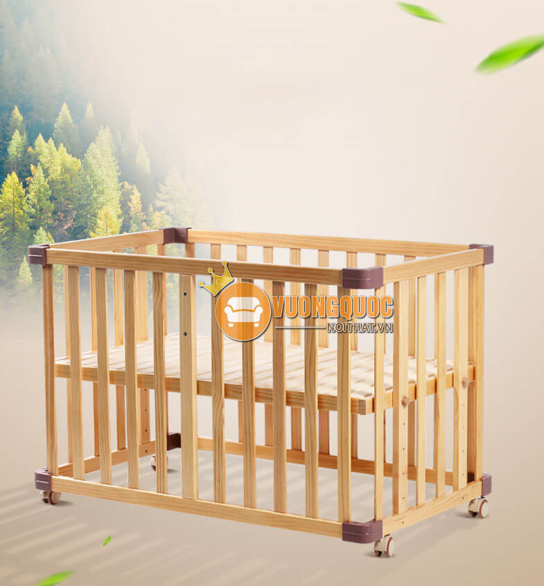 Giường bé sơ sinh gỗ tự nhiên