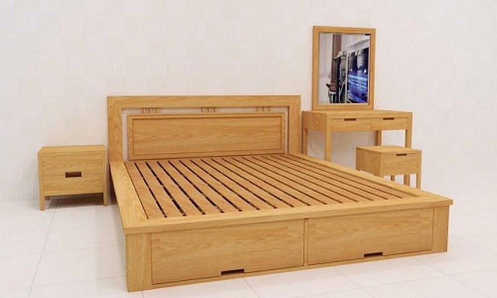 Mẫu giường gỗ tự nhiên 2m2 