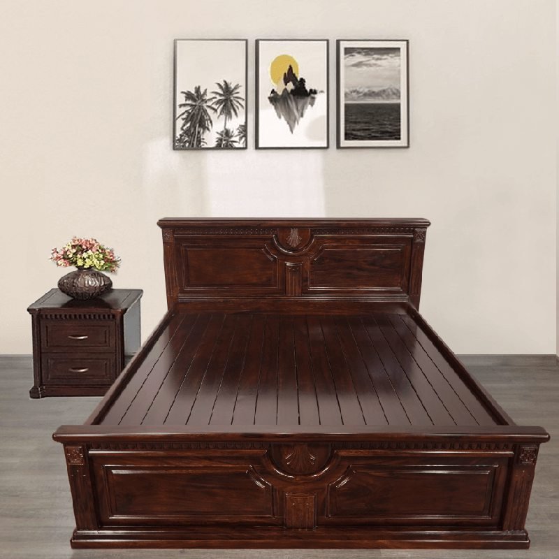 Mẫu giường làm bằng gỗ lim hiện đại 