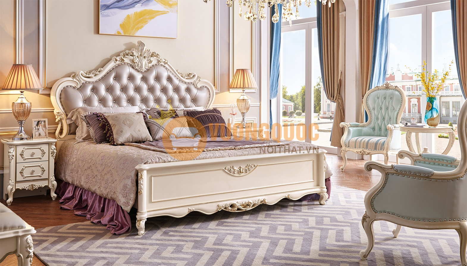 Thiết kế giường ngủ phong cách tân cổ điển sang trọng 