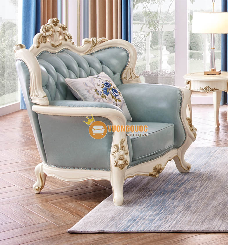 Bộ sofa tân cổ điển màu xanh trang nhã JVN6913S