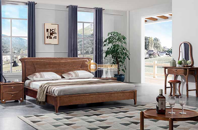 Giường ngủ làm bằng gỗ tự nhiên 