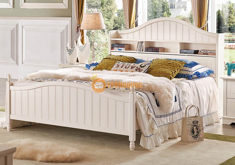 Mẫu giường ngủ làm bằng gỗ công nghiệp phong cách hiện đại 