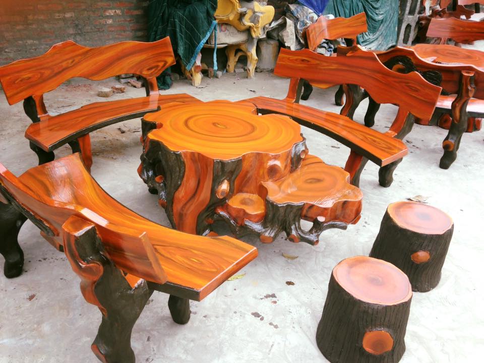 Quy trình làm bàn ghế từ xi măng giả gỗ, giả đá