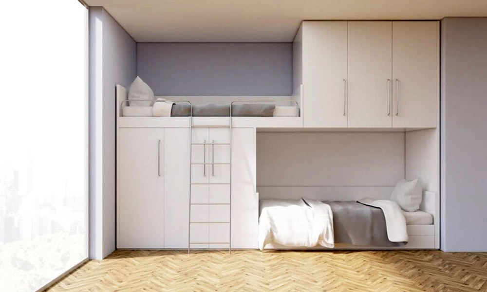 Mẫu giường tầng đơn giản nhưng đầy đủ tiện nghi 