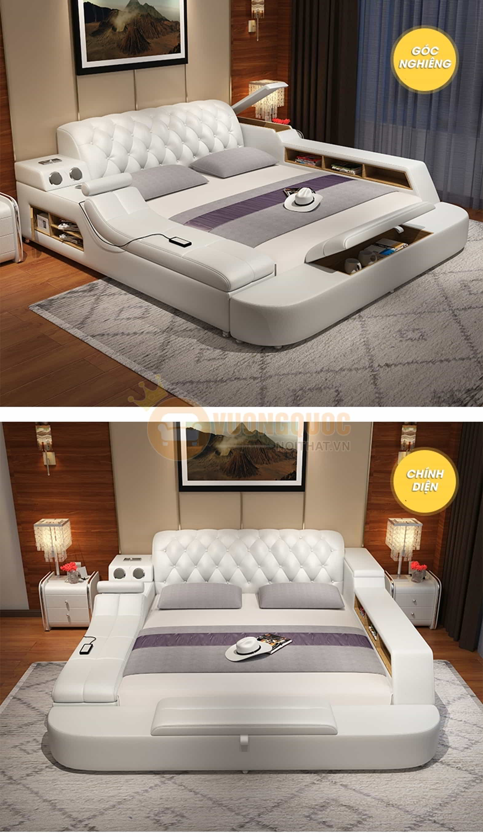 Giường ngủ gỗ tự nhiên hiện đại thiết kế đa năng