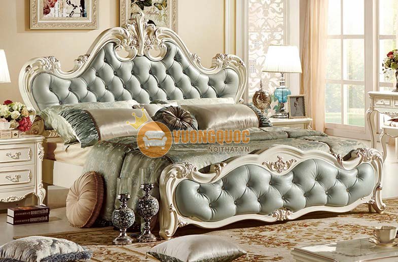 Giường ngủ gỗ tự nhiên mang phong cách cổ điển 