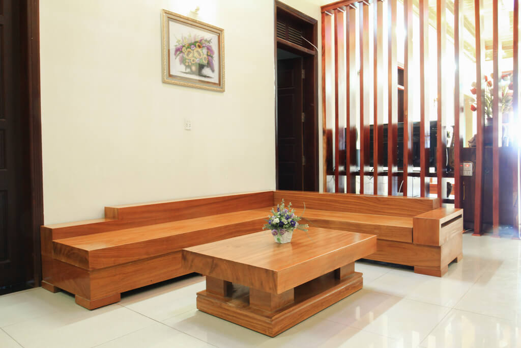 Ghế sofa phòng khách hiện đại gỗ gõ đỏ 