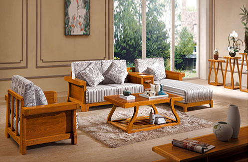 Ghế sofa phòng khách gỗ sồi hiện đại 