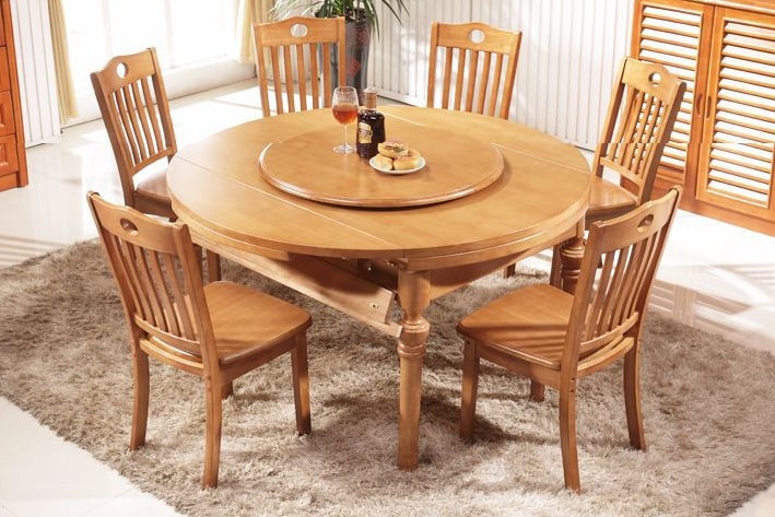 Bộ bàn ghế hình tròn bằng gỗ 