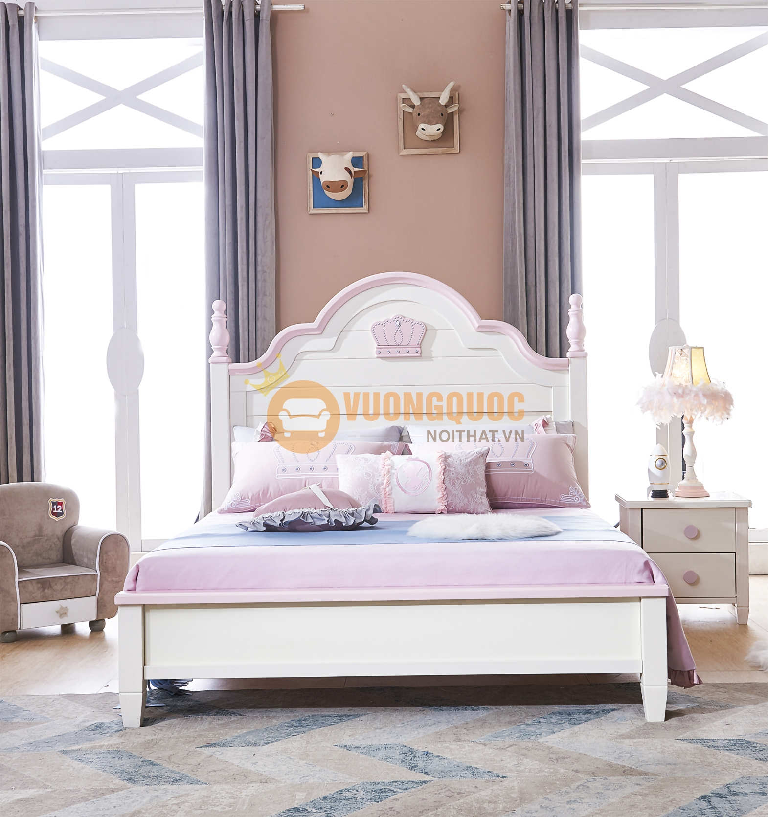 Thiết kế giường công chúa đáng yêu cho bé gái 