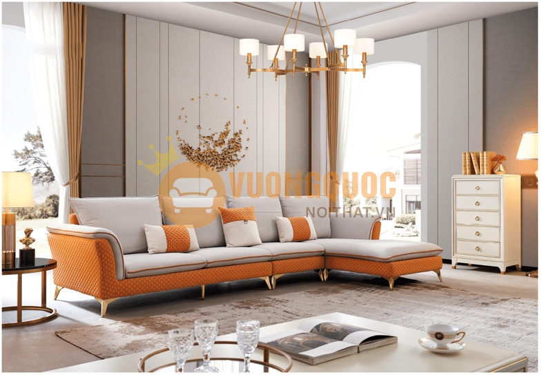 Sofa chung cư màu cam cao cấp 