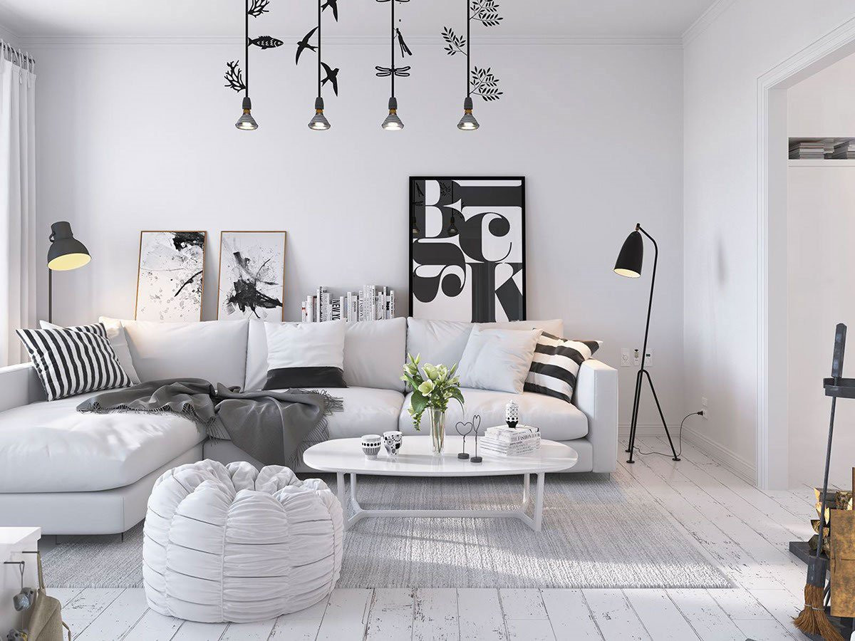 Sofa phong cách Scandinavian màu trắng 