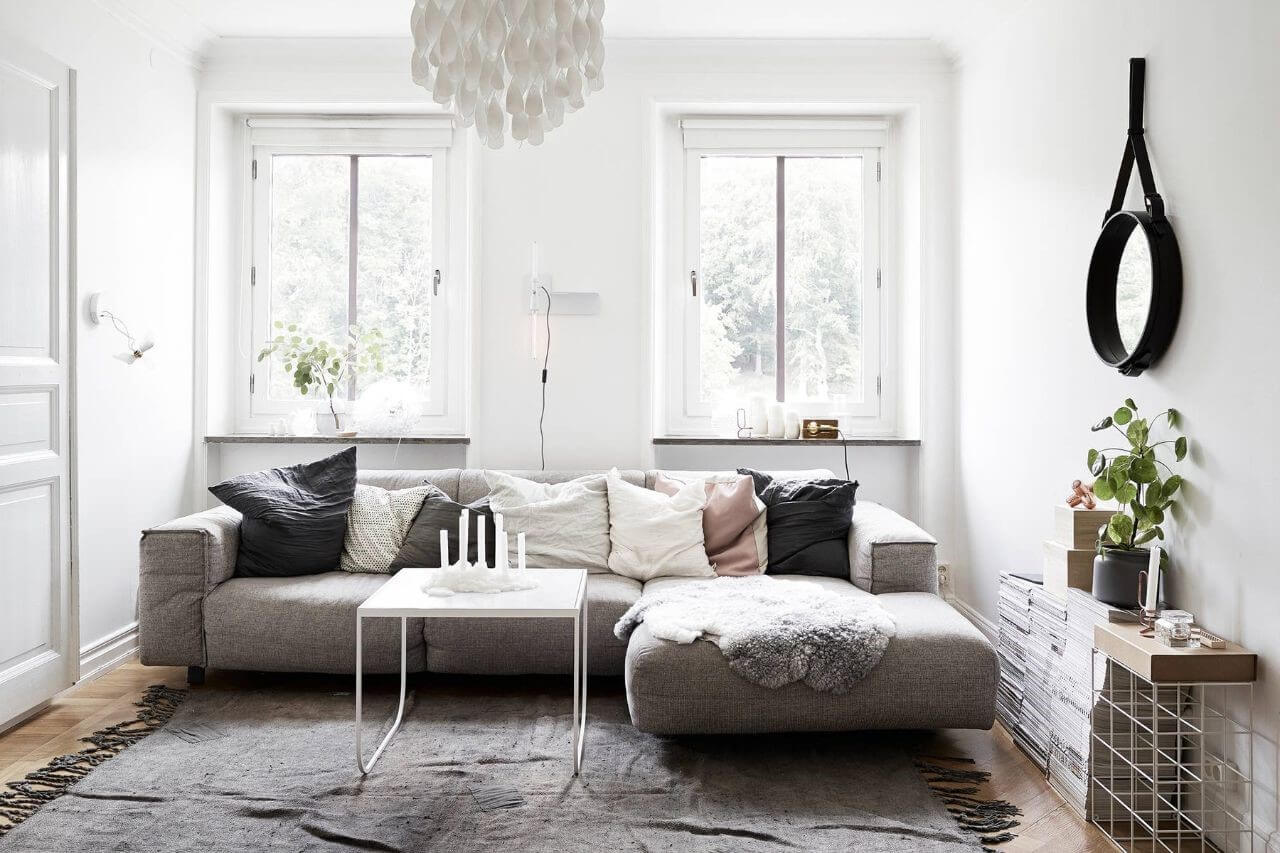 Sofa màu xám phong cách Bắc Âu 