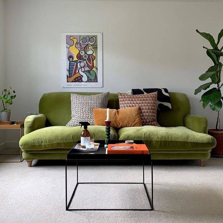Mẫu sofa phong cách Bắc Âu màu xanh lá cây hoà hợp với thiên nhiên 