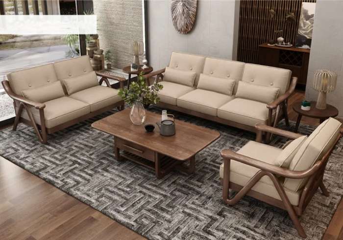 Mẫu ghế sofa đơn giản hiện đại từ gỗ sồi
